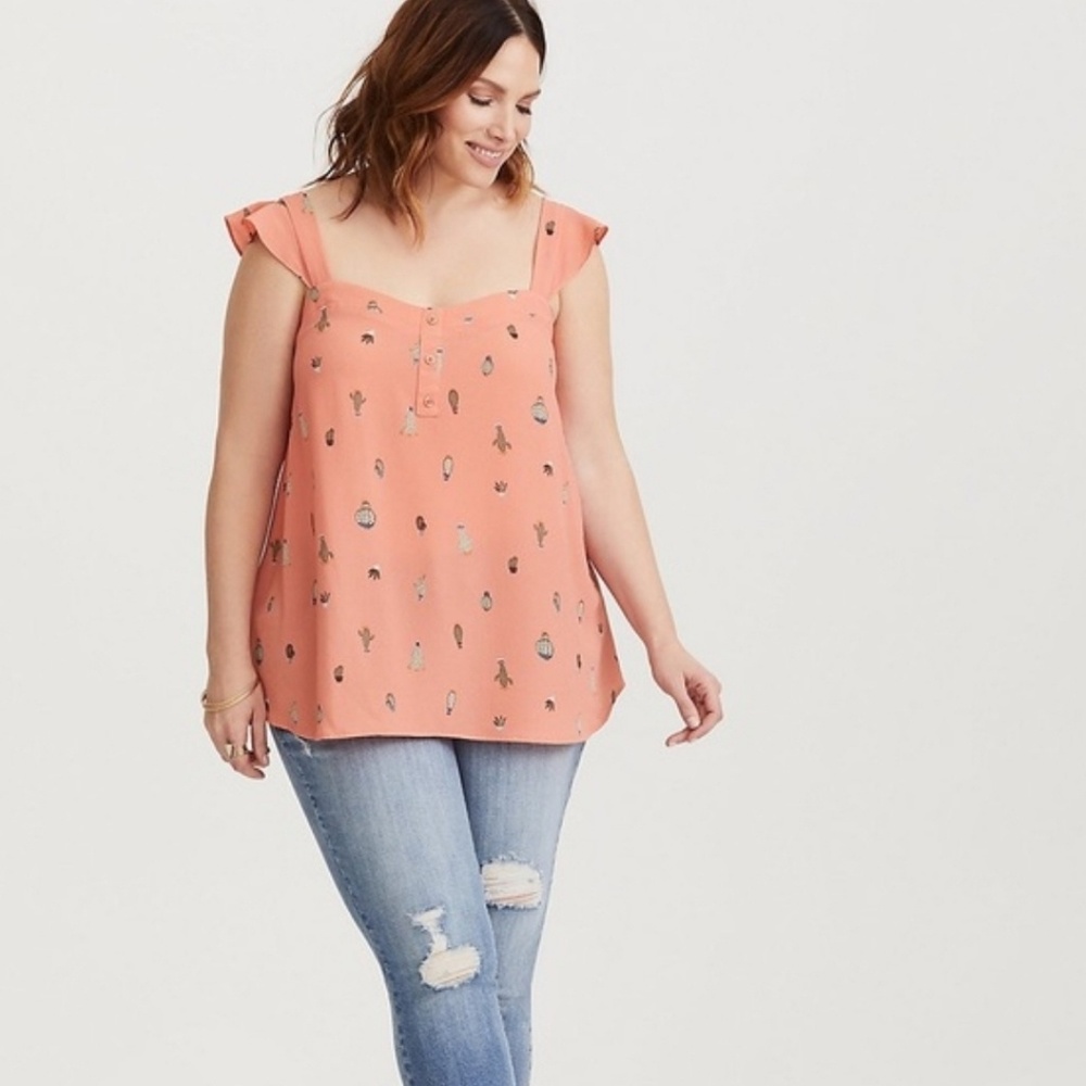 Nwot Torrid cactus crepe tank